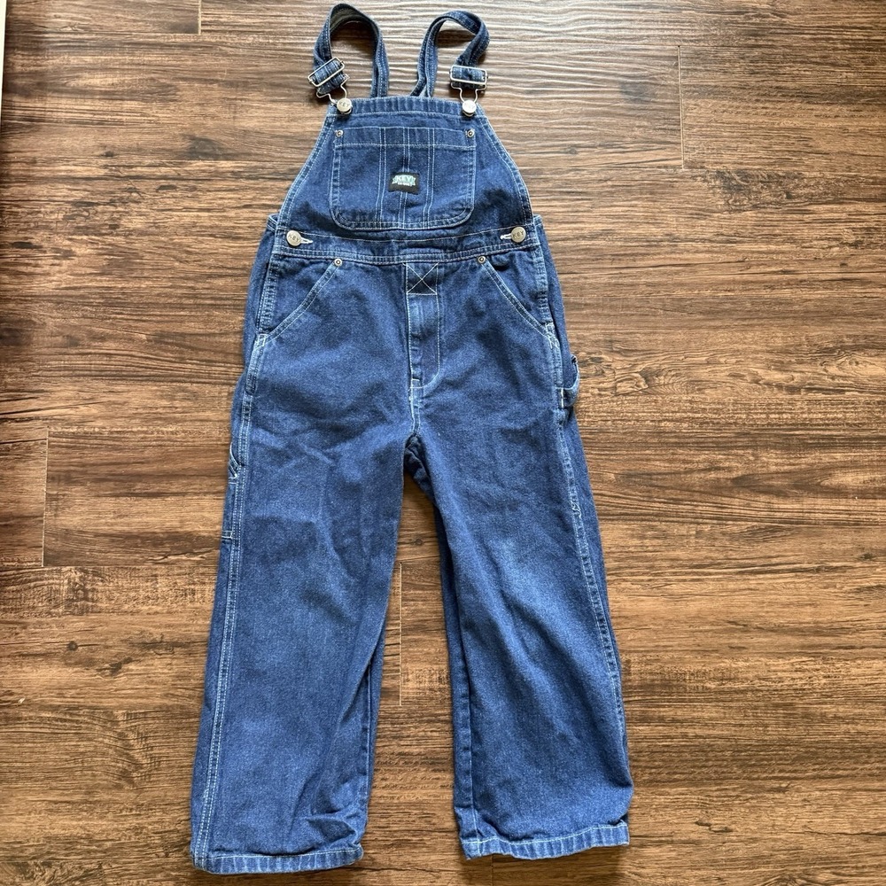 Key Apparel Kids Denim Overalls Size 7 High Back Workwear Vintage Style